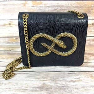 Asos Design Black Gold Chain Strap Crossbody Shoulder Back Purse w/ Ornate Snake